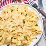 homemade tuna helper on a white plate