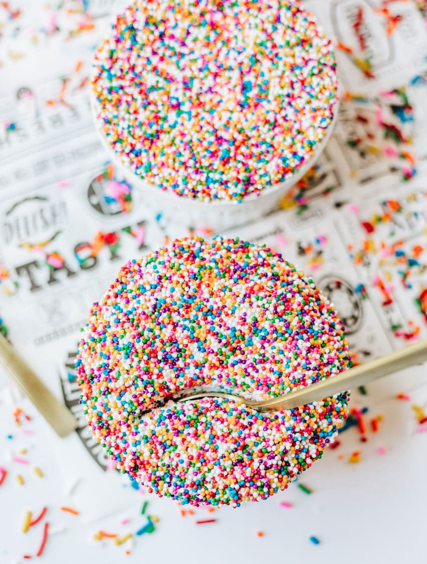 homemade dot cakes in small white ramekins