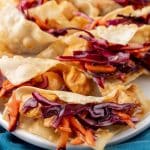 homemade applebee's chicken wonton tacos on a white serving platter