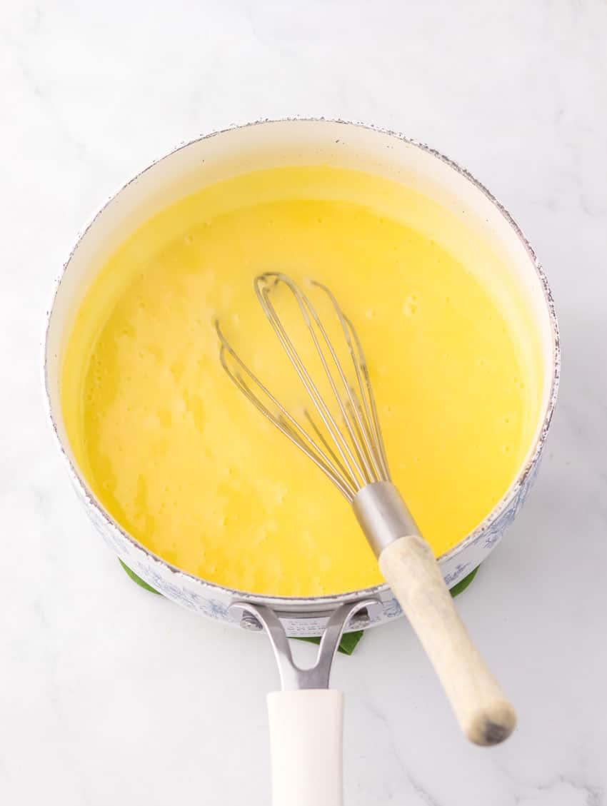 homemade vanilla pudding in a small pot