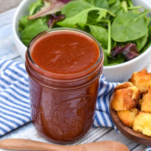 homemade catalina dressing in a small glass jar