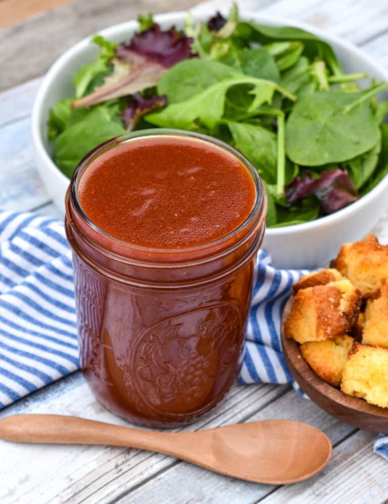 homemade catalina dressing in a small glass jar