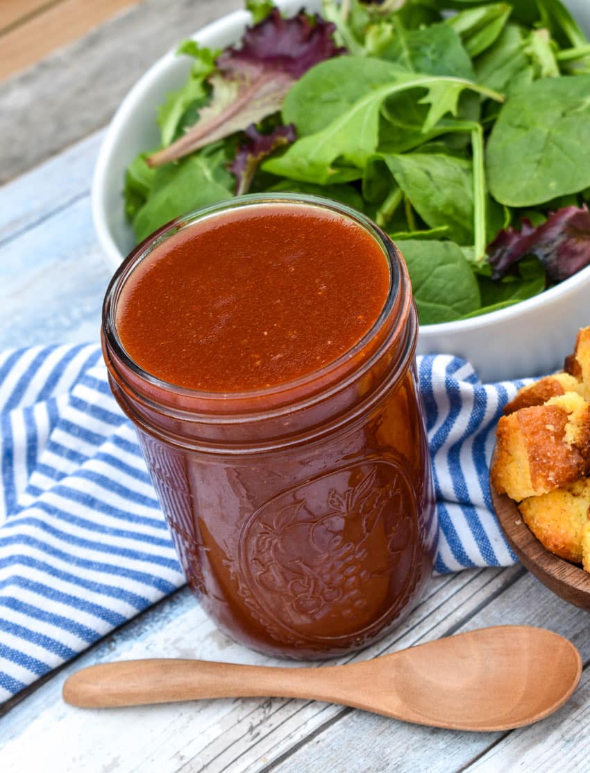 homemade catalina dressing in a small glass jar