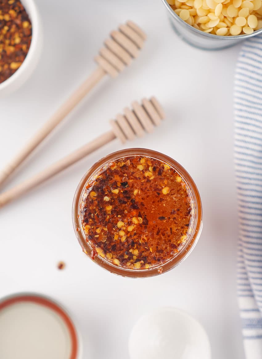 homemade hot honey in a small glass jar