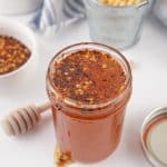 homemade hot honey in a small glass jar