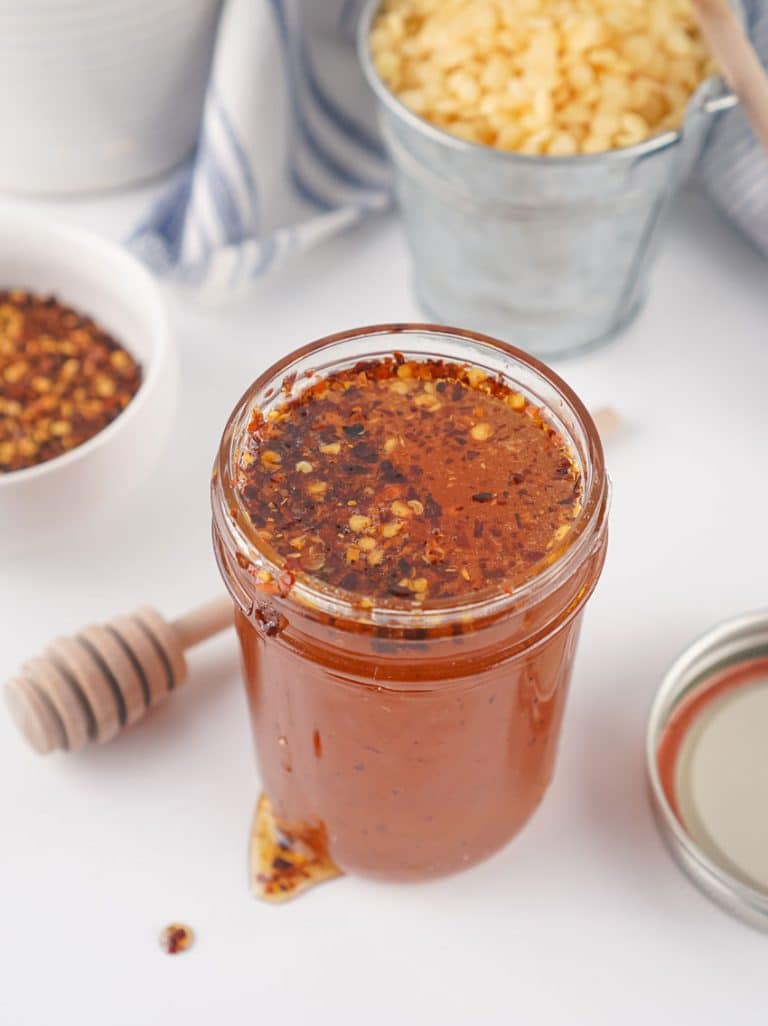 homemade hot honey in a small glass jar