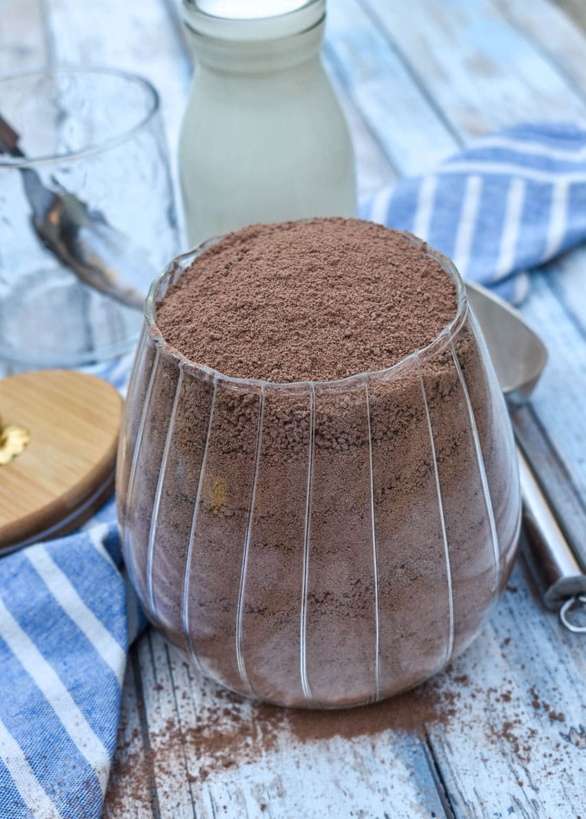 homemade nesquick mix in a glass jar