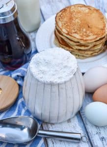 easy homemade pancake mix in a glass jar